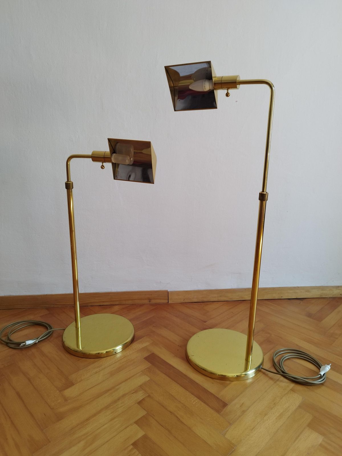 Vintage Brass Floor Lamps By Obor Illuminazione, 1970s, Set Of 2 photo vintage