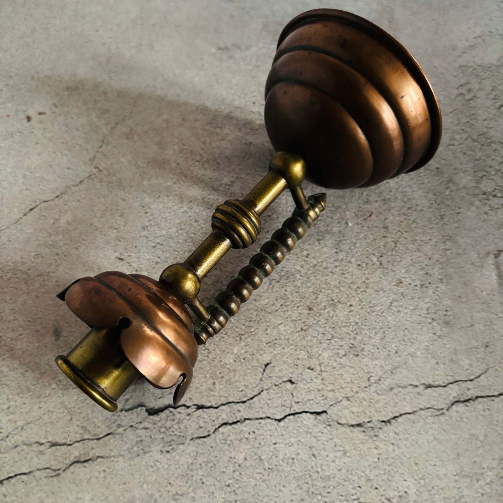 Arts & Crafts Copper And Brass Candlestick photo vintage
