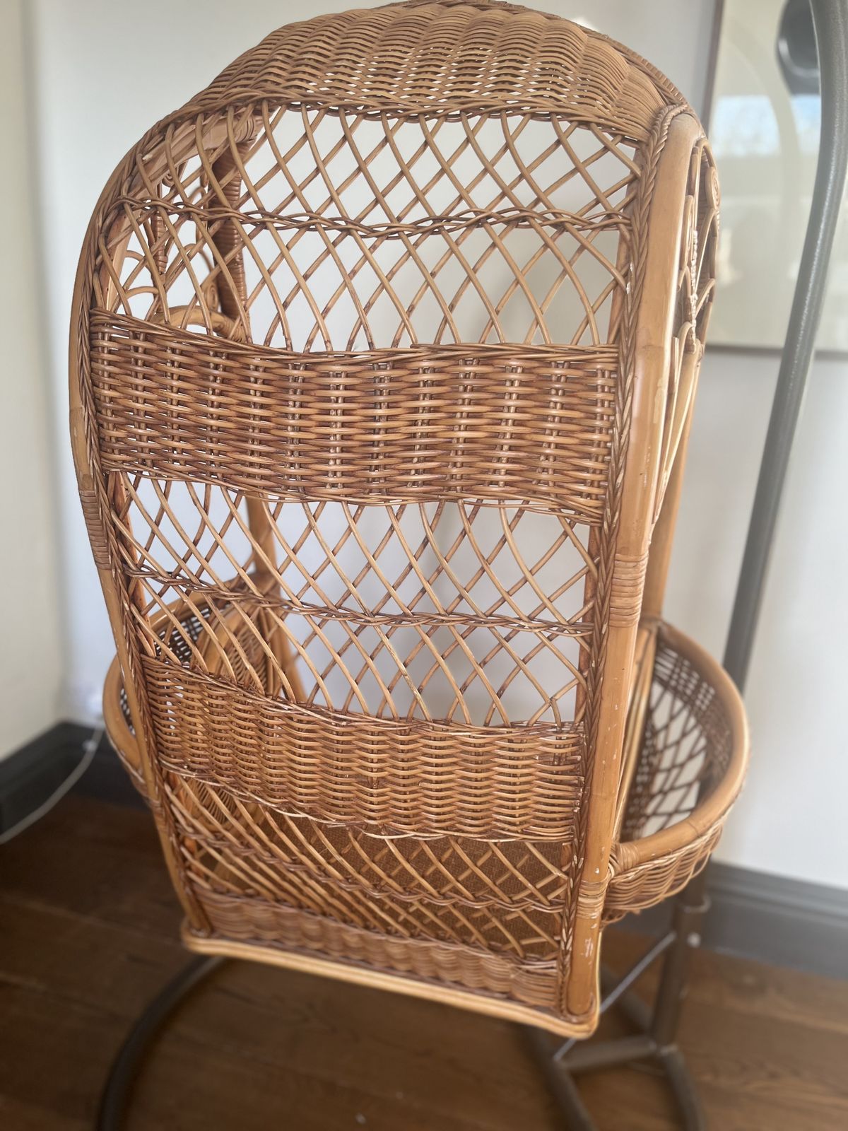 photo for sale Rattan Hang Egg Cage Lounge Armchair Chair. Cane Egg Chair, Mid Century Cane Egg Chair, Swing Egg Chair