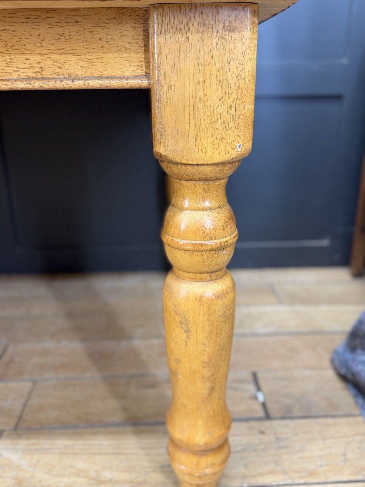 Large Beech Farmhouse Dining Table With Turned Legs – 6 To 10 Seater photo for sale