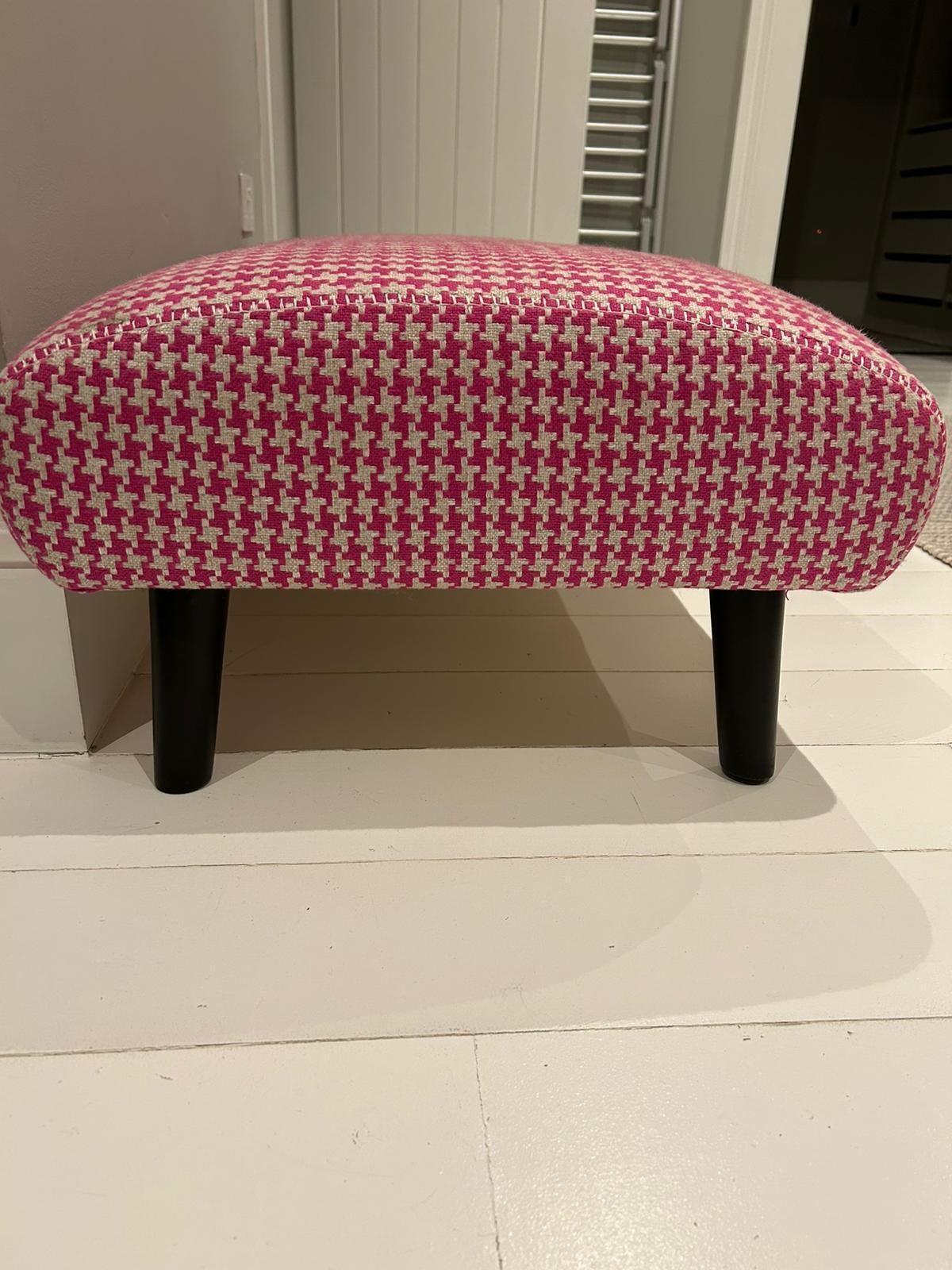Designers Guild Elipse Footstool (Large) With Pink Houndstooth Fabric photo furniture