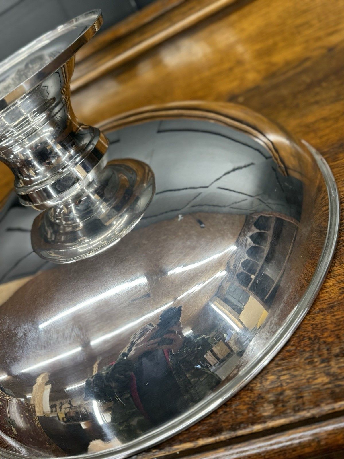 Large Polished Metal Punch Bowl On Pedestal – Barware / Party Decor photo buy