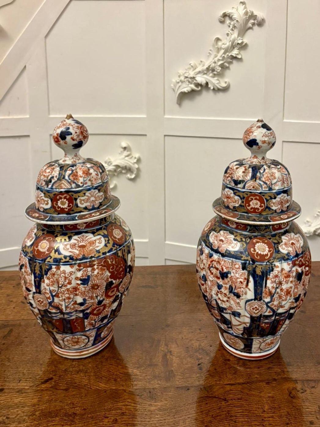 Pair Of Quality Antique Japanese Imari Lidded Vases photo buy