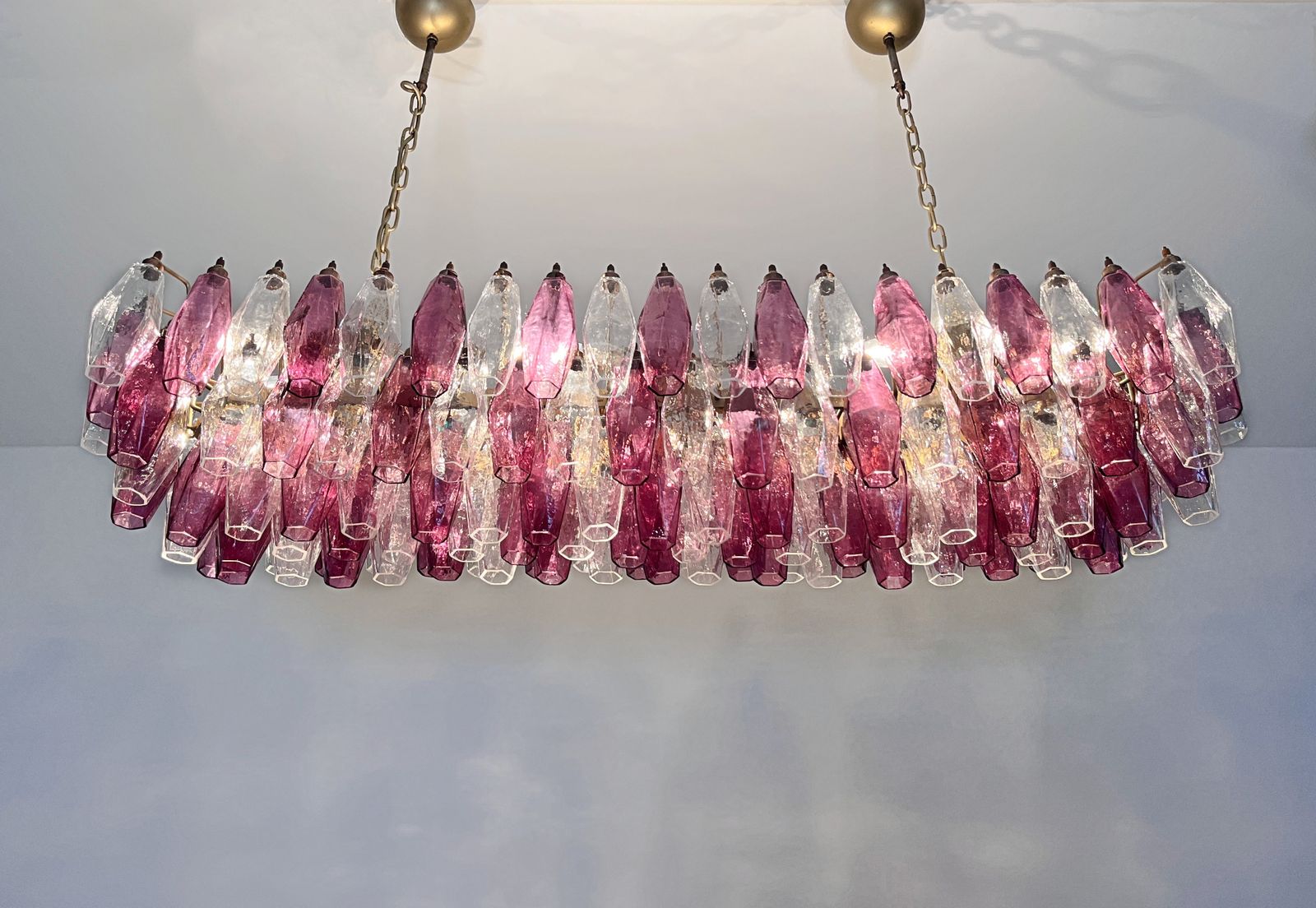 Elegant Murano Poliedri Chandelier   Carlo Scarpa   138 Amethyst/Clear Glasses photo 2875.0