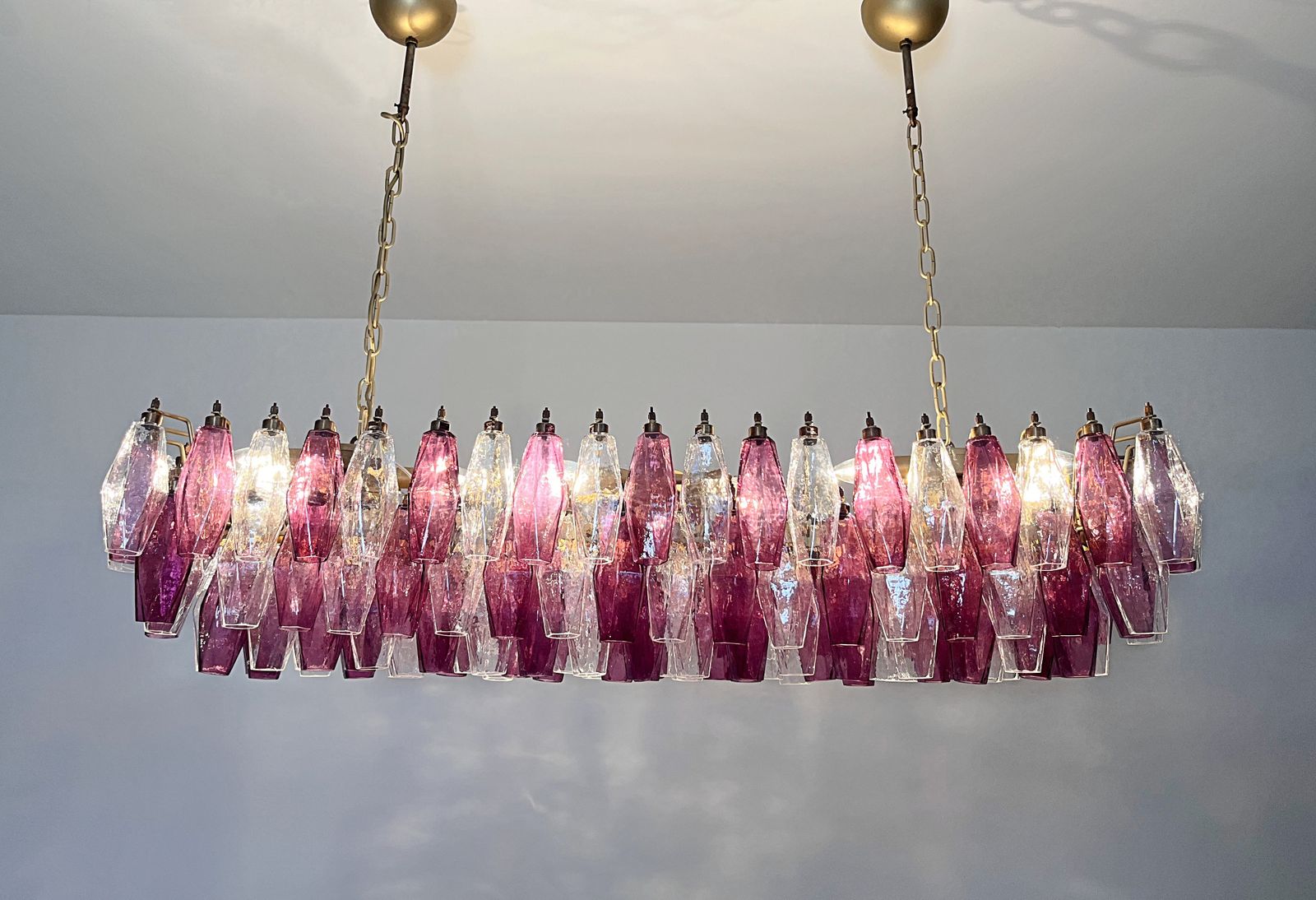 photo vinterior Elegant Murano Poliedri Chandelier   Carlo Scarpa   138 Amethyst/Clear Glasses