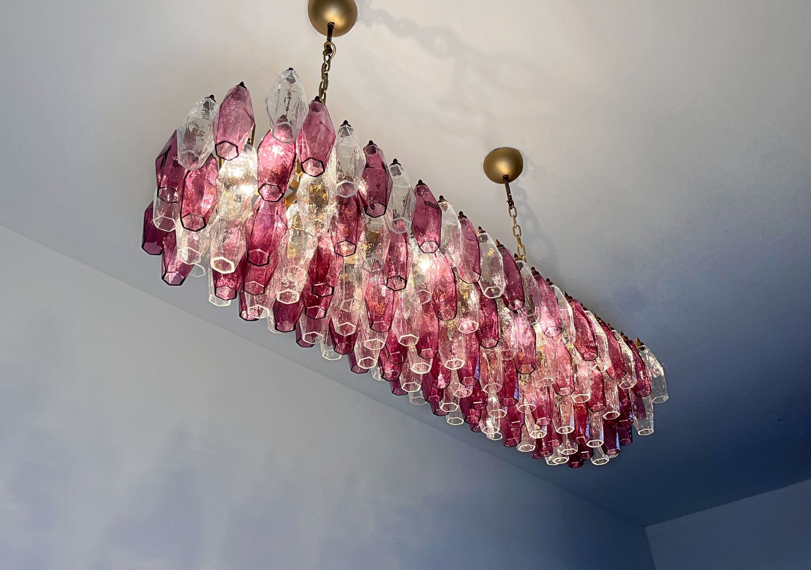 Elegant Murano Poliedri Chandelier   Carlo Scarpa   138 Amethyst/Clear Glasses photo vintage