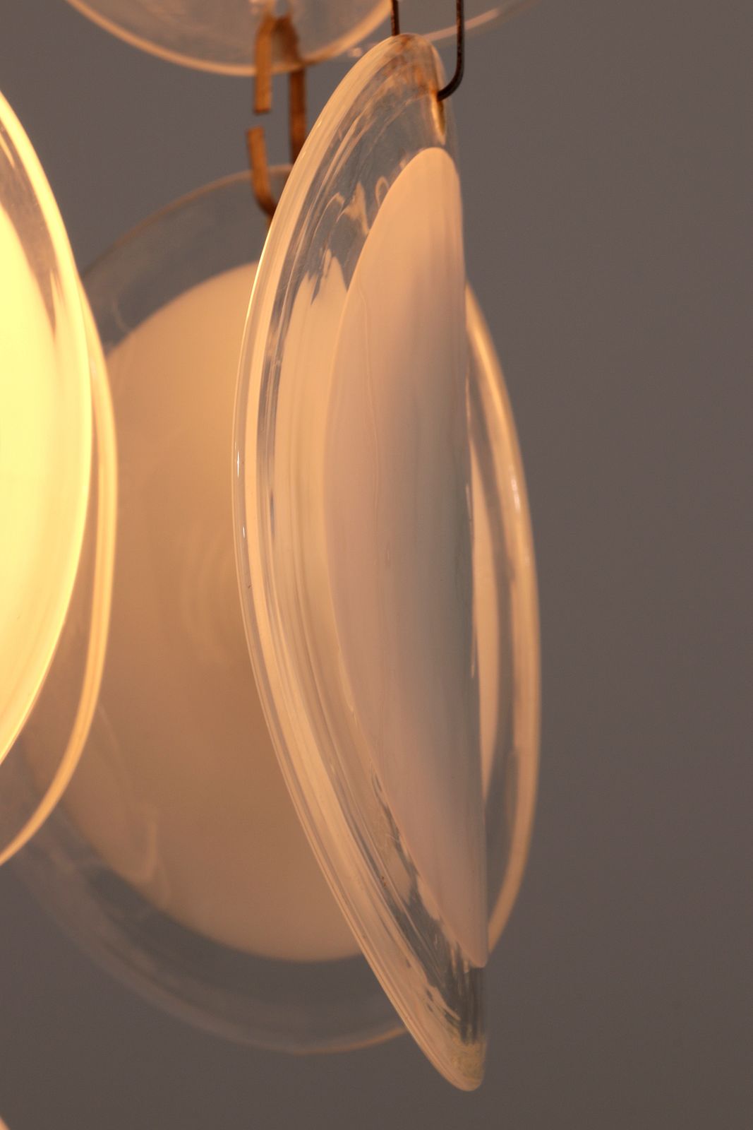 Italian Mid Century Murano, Venetian Glass Disc Chandelier By Vistosi photo Lighting