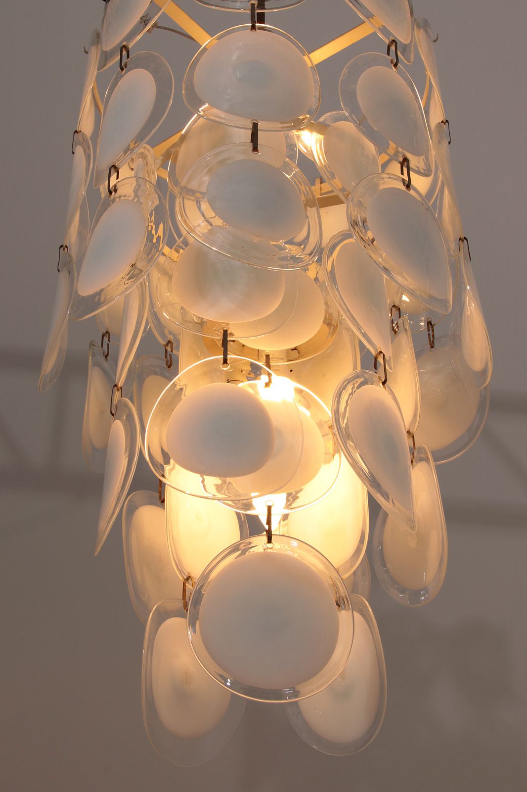 Italian Mid Century Murano, Venetian Glass Disc Chandelier By Vistosi photo buy