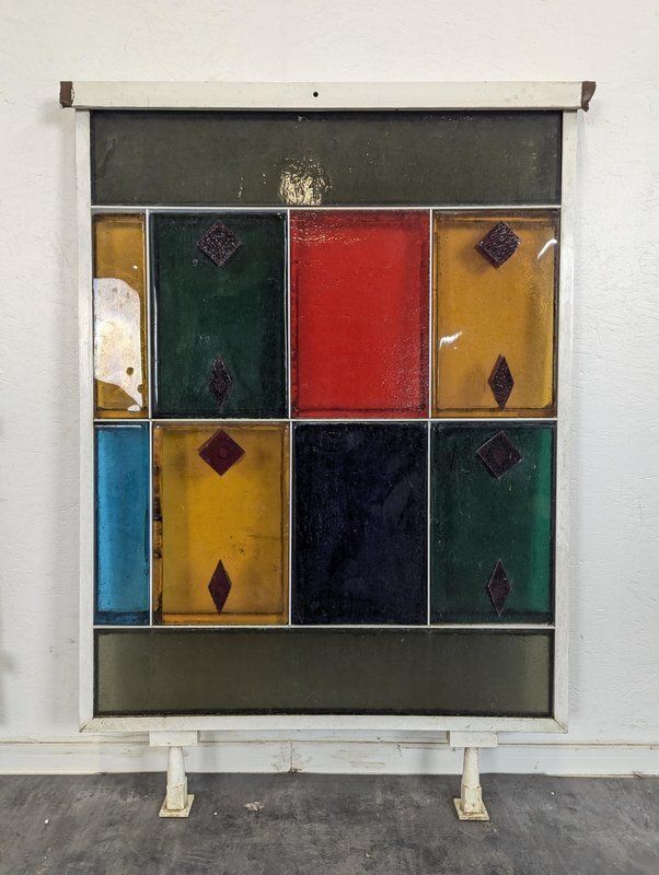Panels In Thick Colored Saint Gobin Glass Tiles, Set Of 2 photo for sale