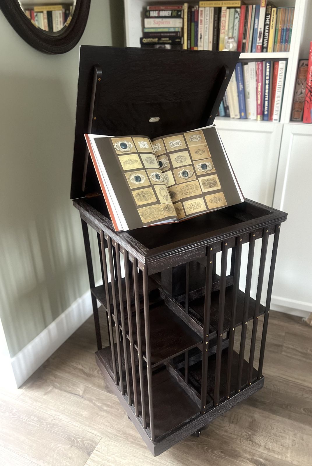 Antique Eary 20th Century Revolving Bookcase With Lifting Top photo furniture