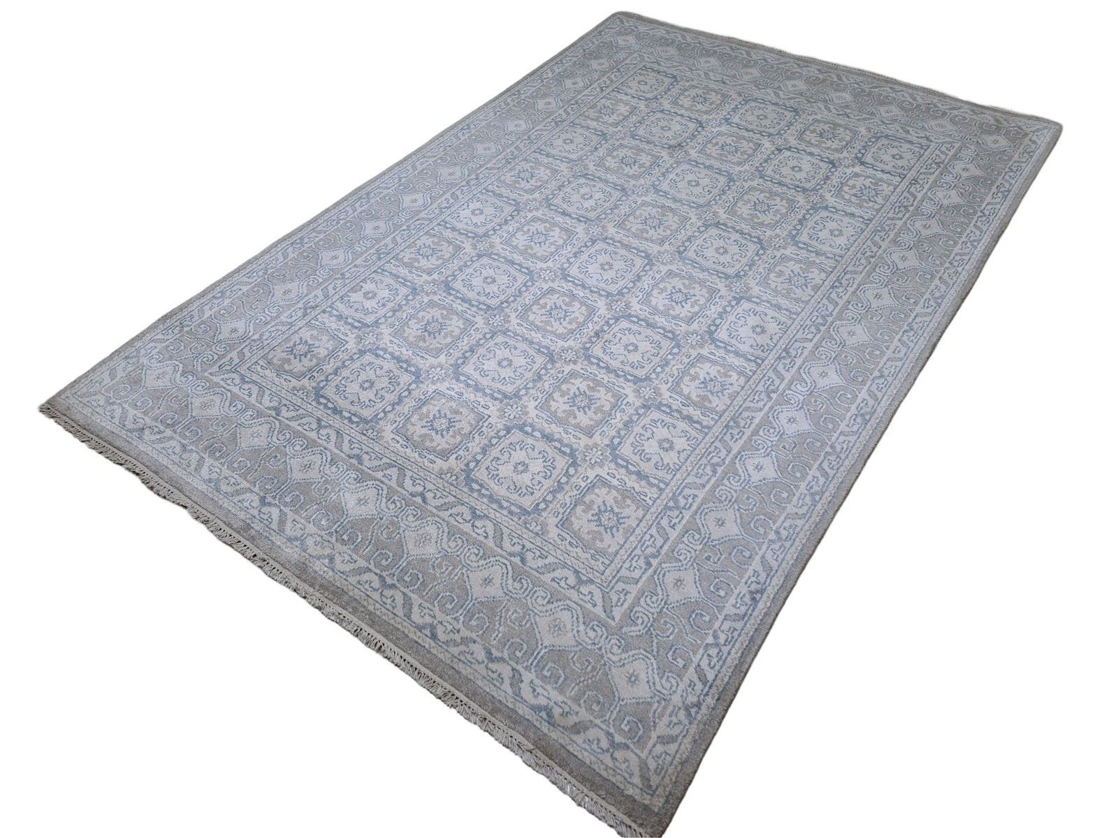 5.6x8 Ft 100% Silk Hand Knotted Area Rug For Contemporary Living Room Decor photo vinterior
