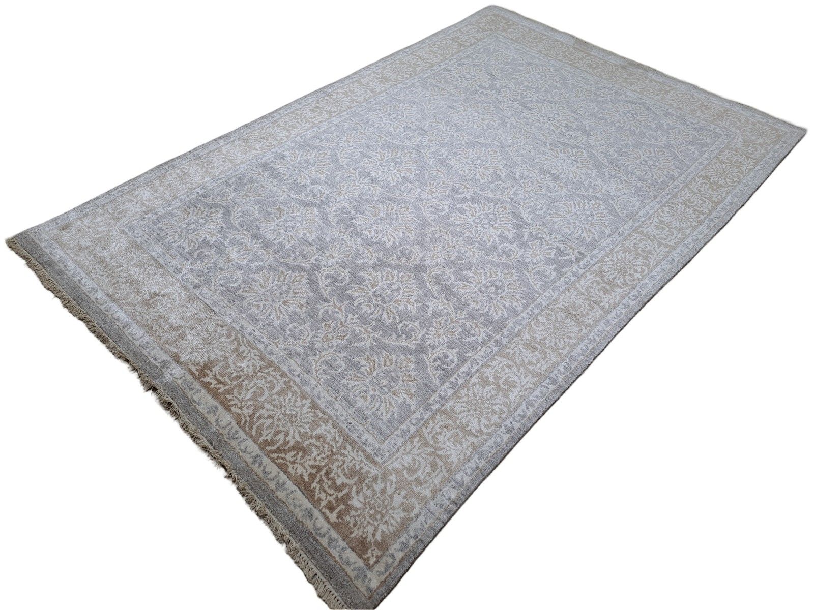 5.6x8 Ft Modern Hand Knotted Area Rug. Pure Silk Carpet. Custom Size Available photo for sale