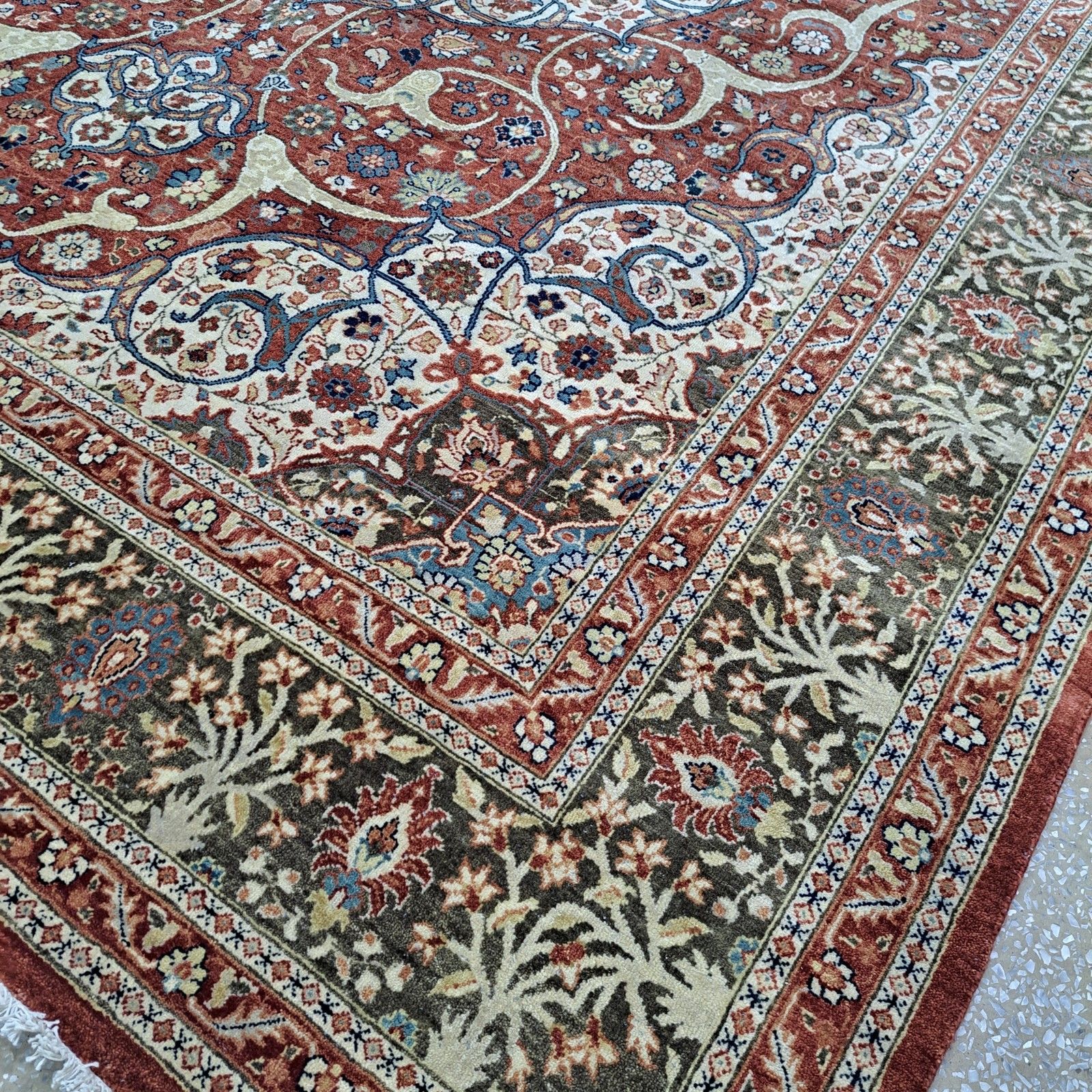 9x12 Ft 18th Century Heriz Design Rug. All Wool. Handmade Antique Style Carpet photo Textiles
