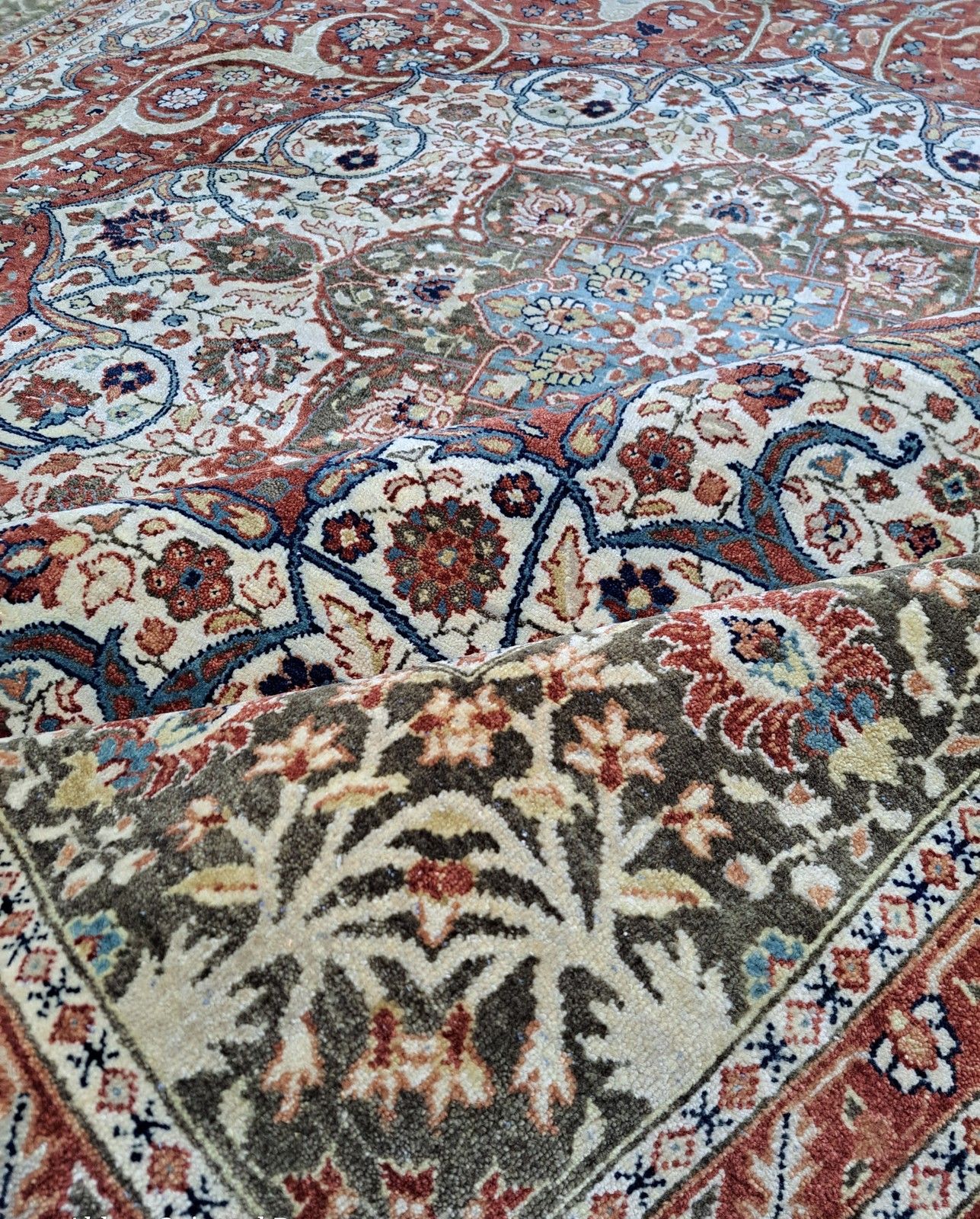 9x12 Ft 18th Century Heriz Design Rug. All Wool. Handmade Antique Style Carpet photo vinterior