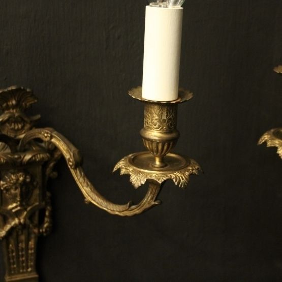 French Pair Of Bronze Antique Wall Sconces photo Lighting