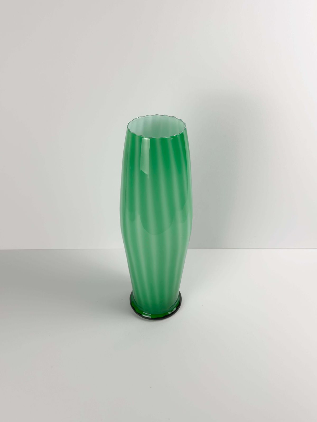 Tall Green Empoli Glass Vase By Vetreria Artistica Toscana, 1970s Italy photo for sale