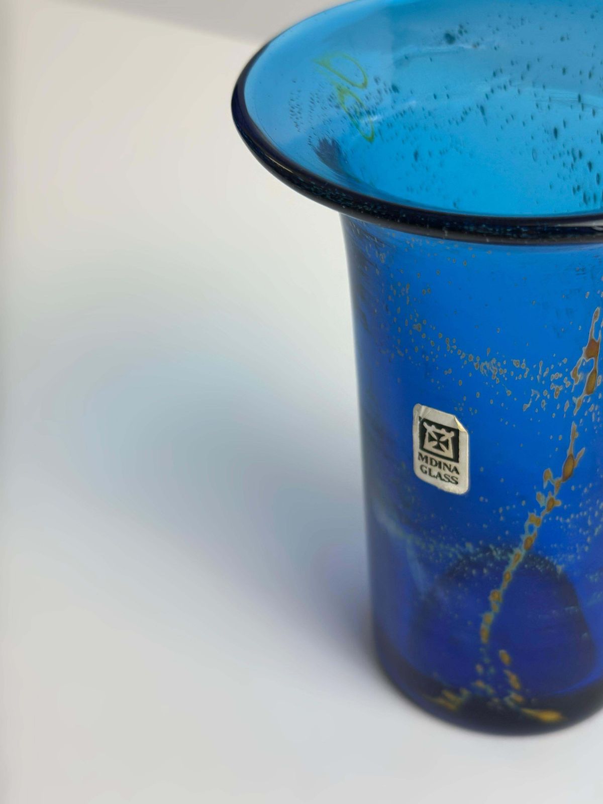 Mdina Glass Spill Vase In Blue And Yellow, Malta, 1970s photo Home Decor