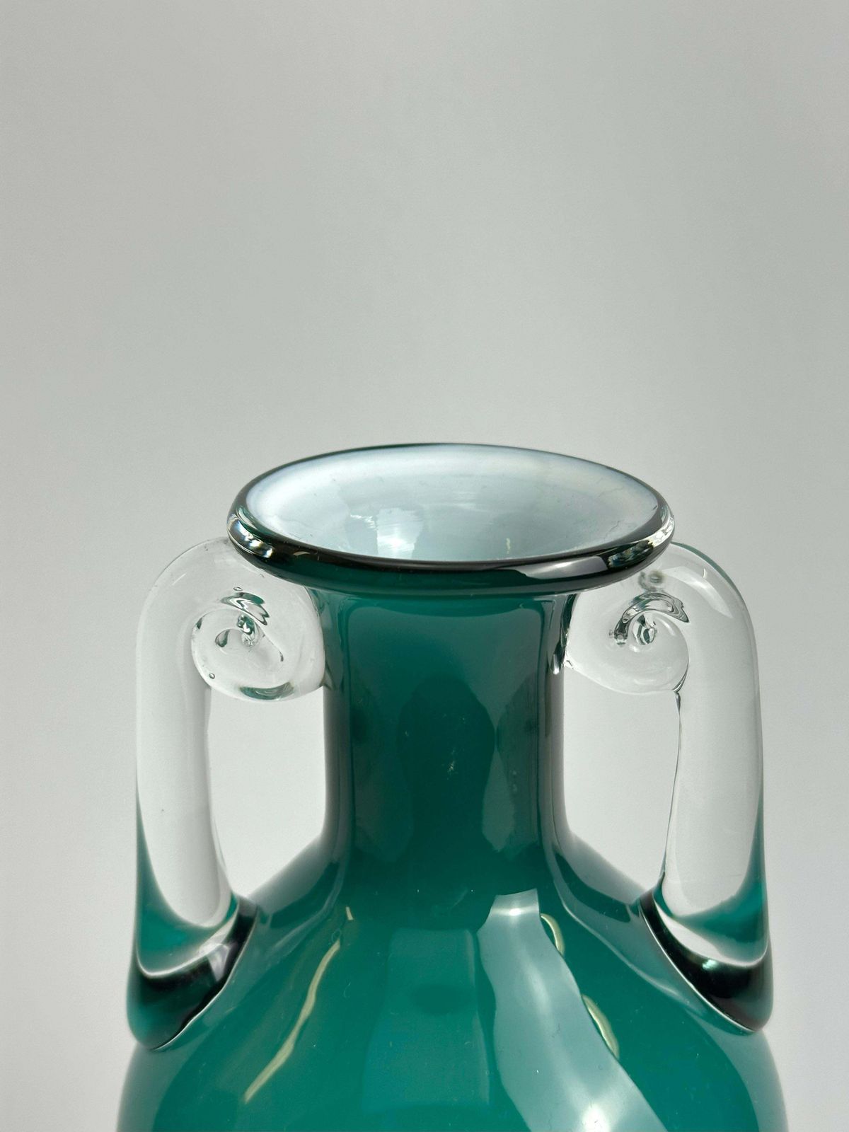 Turquoise Glass Amphora Vase By Jerzy Słuczan Orkusz For Tarnowiec, Poland 1980s photo Home Decor