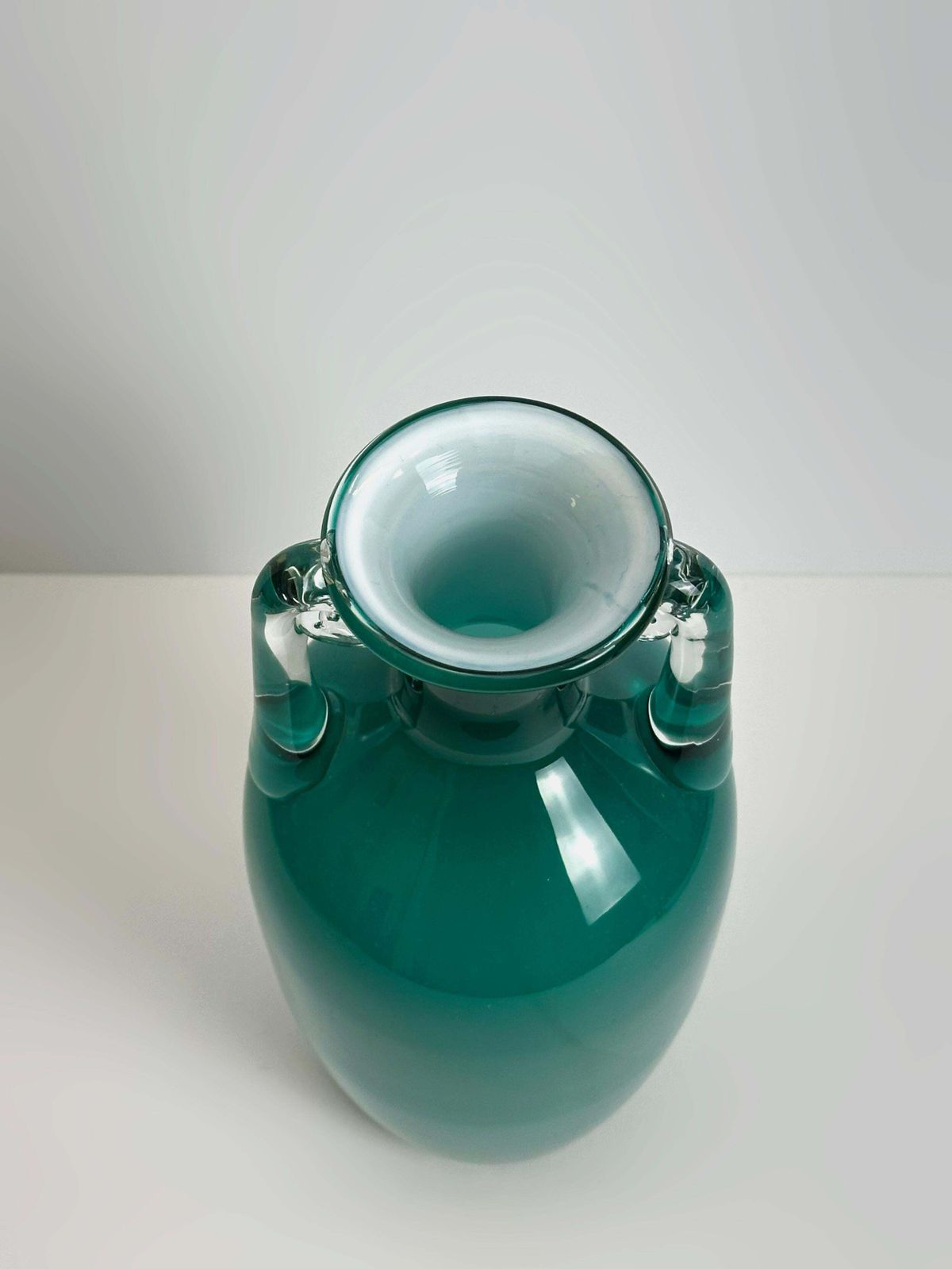 Turquoise Glass Amphora Vase By Jerzy Słuczan Orkusz For Tarnowiec, Poland 1980s photo vinterior
