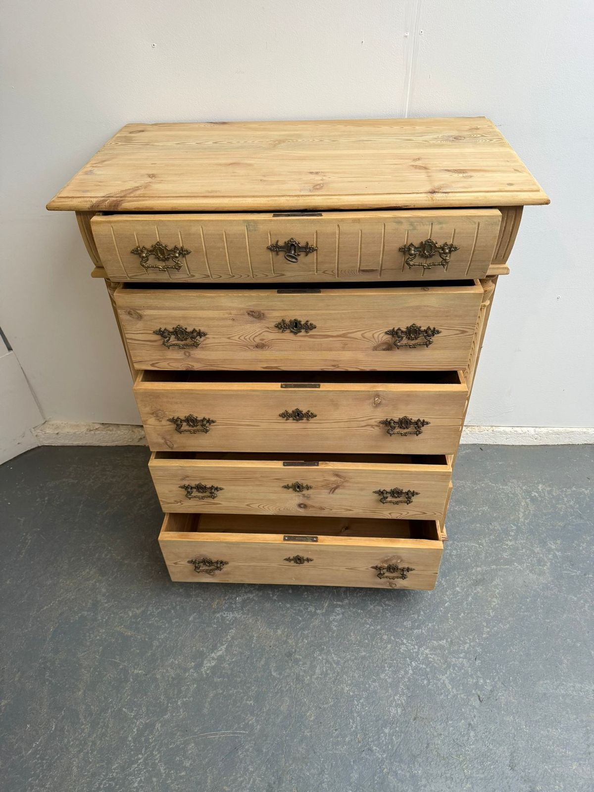 A Mint Clean Victorian Pine Tall Chest Of Drawers To Wax/Paint photo vinterior