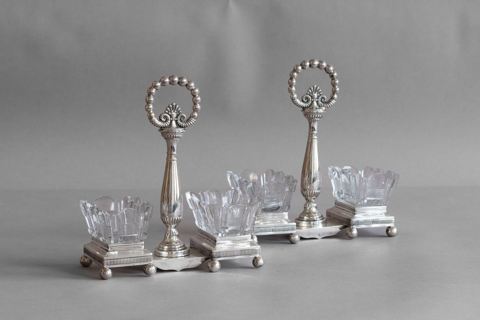 Pair Of Open Salts, 1800s, Silver Plated photo furniture