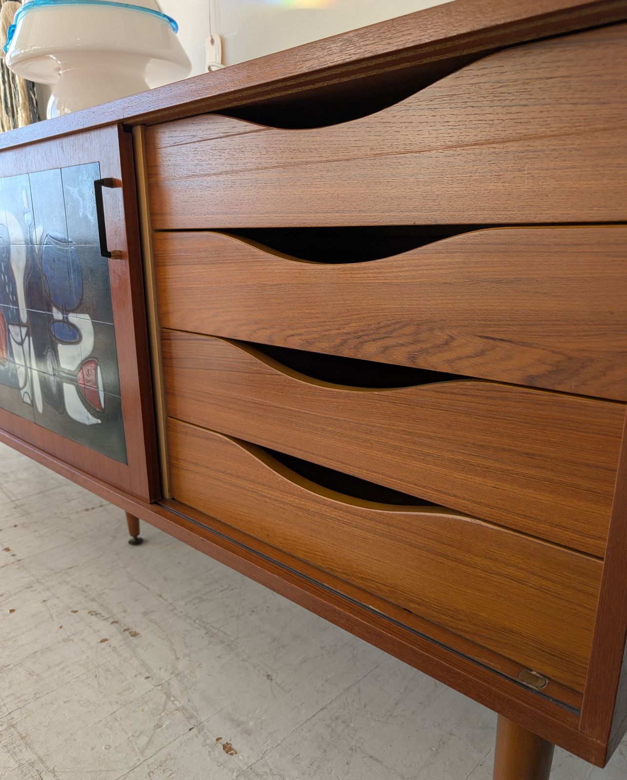 Mid Century Sideboard By Alfred Hendrickx, Belgium, 1960s, Teak & Vigneron Ceramic Tile photo for sale