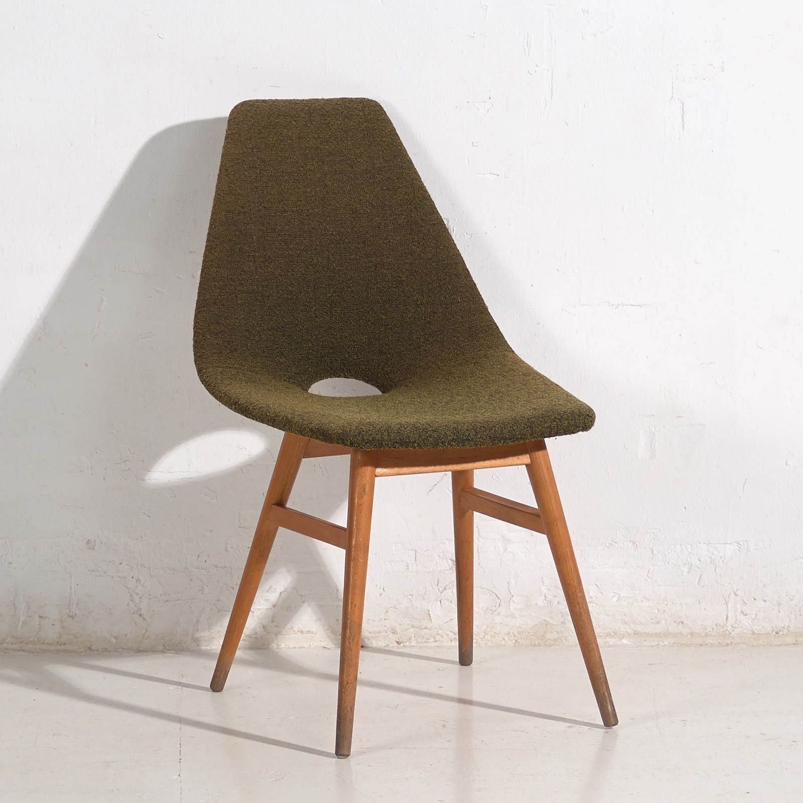 Vintage Chair Upholstered With Natural Wool (C.1960)