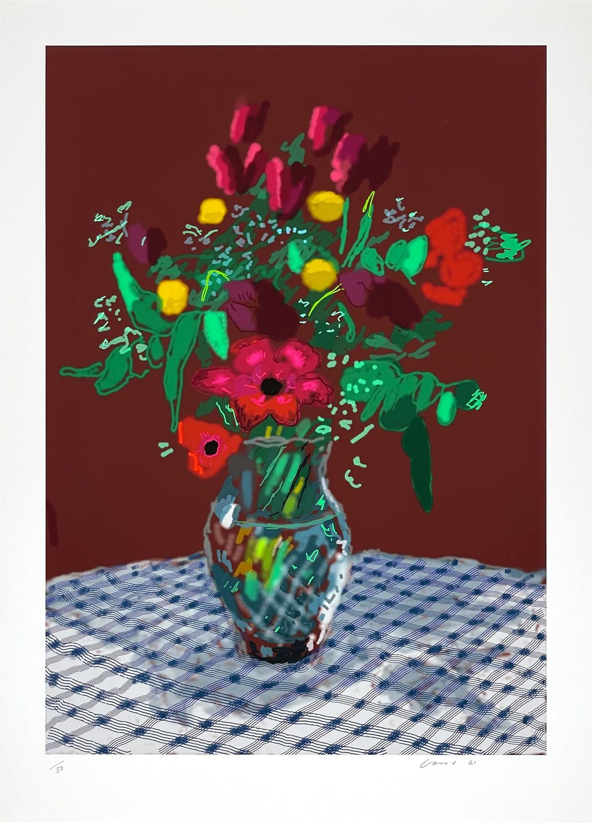 David Hockney 16th February 2021, More Flowers In A Glass Vase