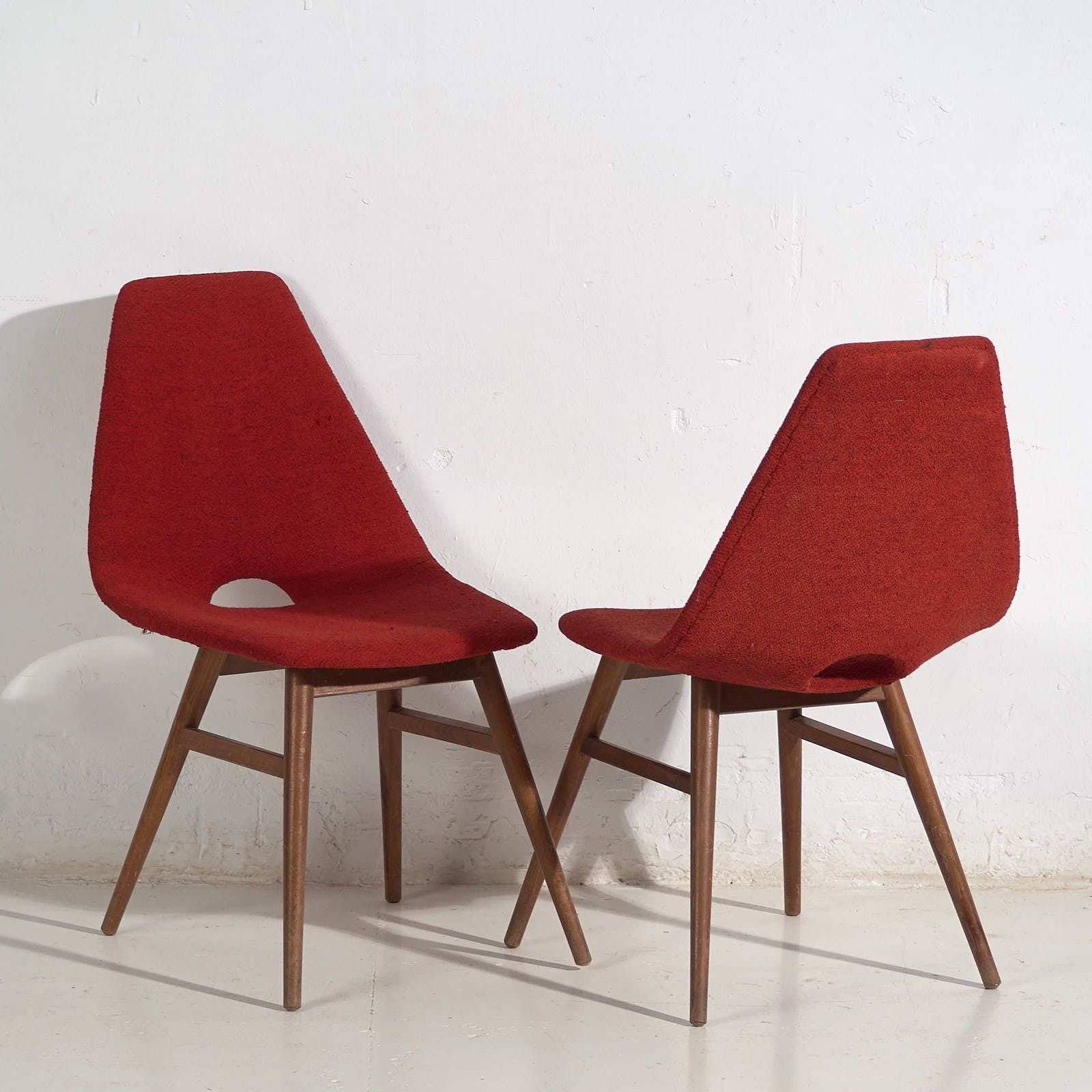 Bordeaux Red Vintage Style Chairs (C.1950). Set Of 2 Pieces
