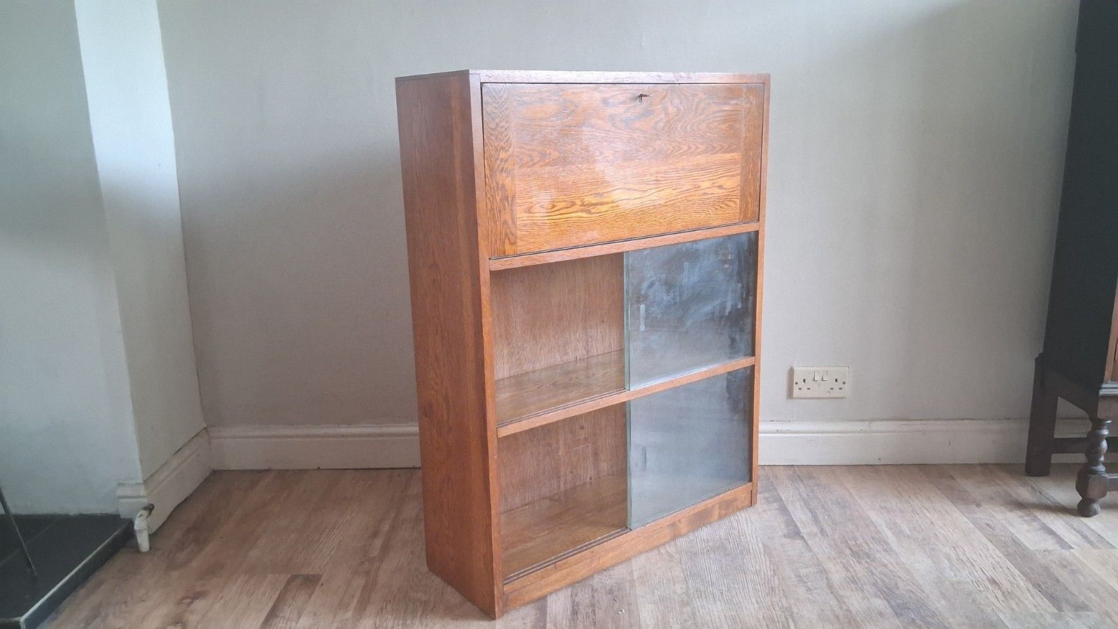 Delightful  1960's Odhams Of London Solid Oak Mid Century Bookcase /Bureau photo 230.0