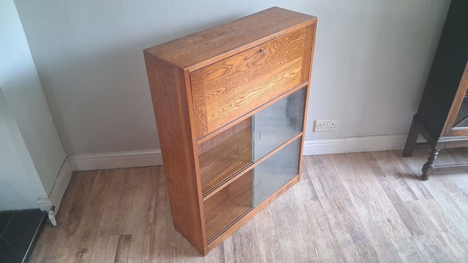 Delightful  1960's Odhams Of London Solid Oak Mid Century Bookcase /Bureau photo buy