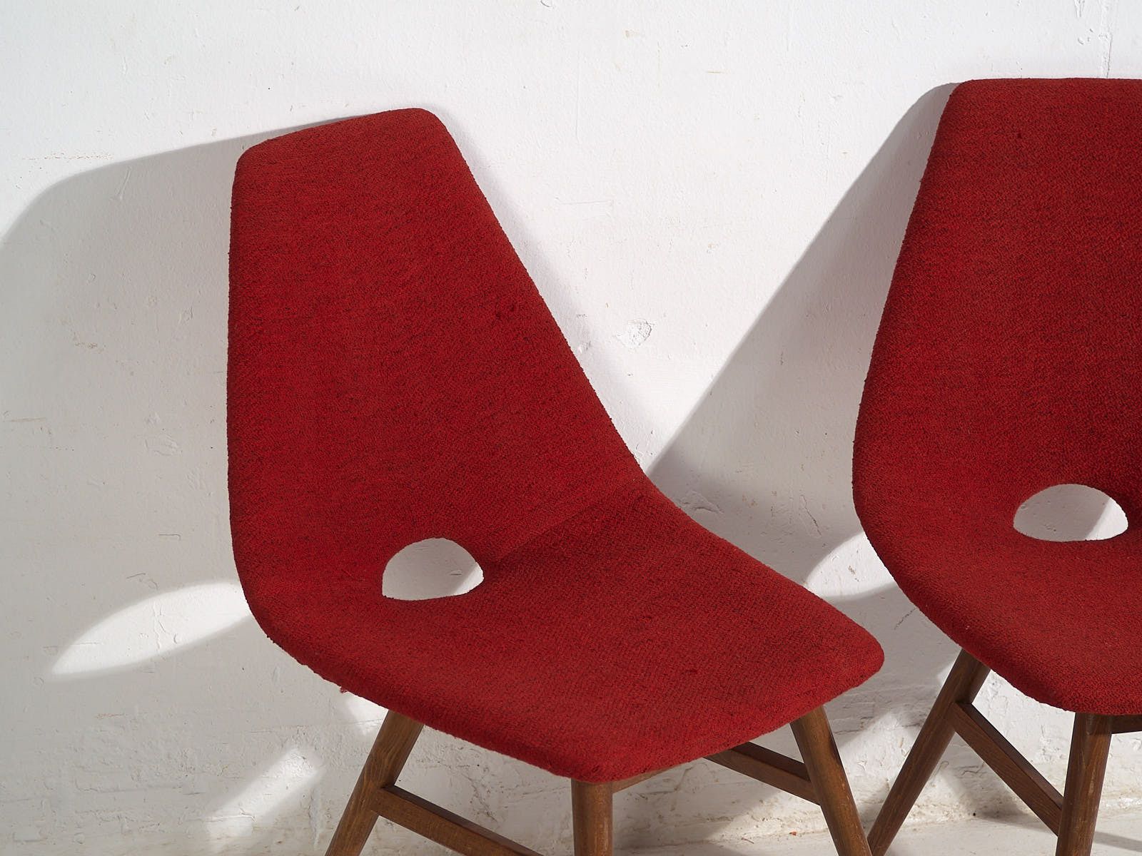 Bordeaux Red Vintage Style Chairs (C.1950). Set Of 2 Pieces photo for sale