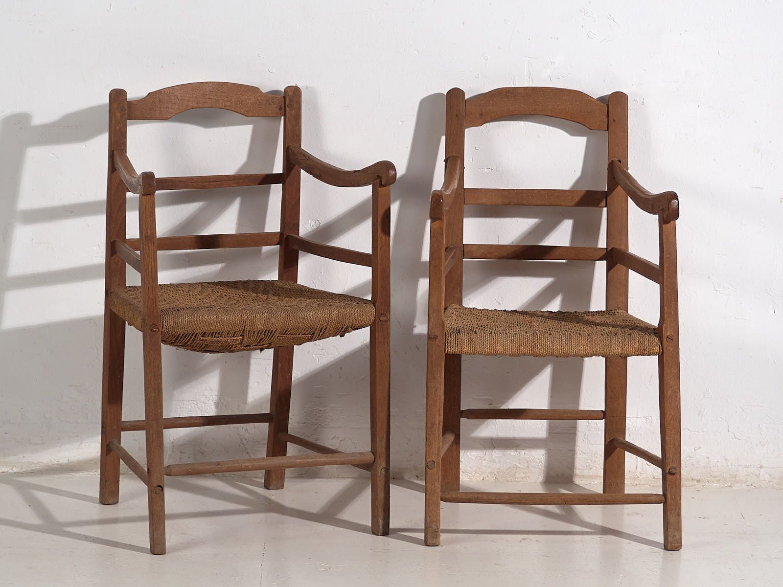 Antique Oak Armchairs (C.1900). Set Of 2 Pieces