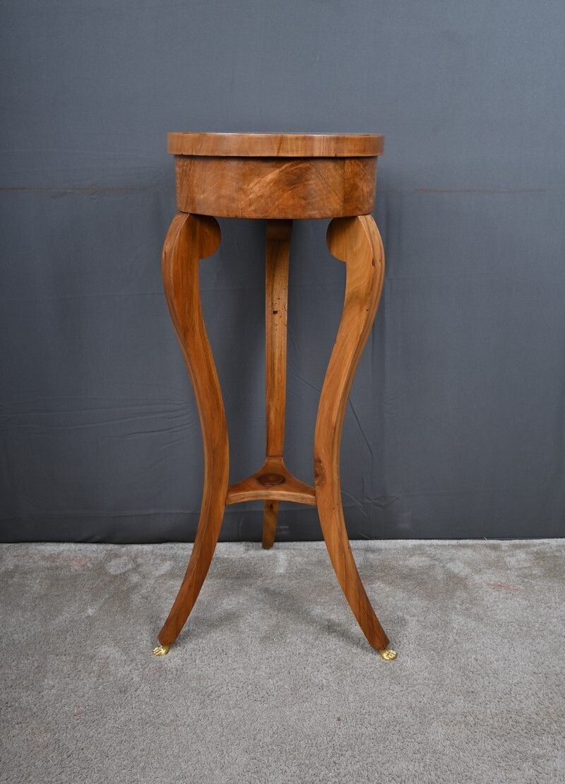 Cherrywood And Marble Pedestal Table, Restoration Period – Early 19th Century photo vintage