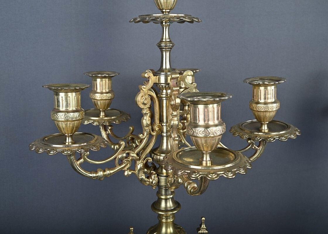 photo for sale Pair Of Important Bronze Candelabra, Renaissance Style – 1920