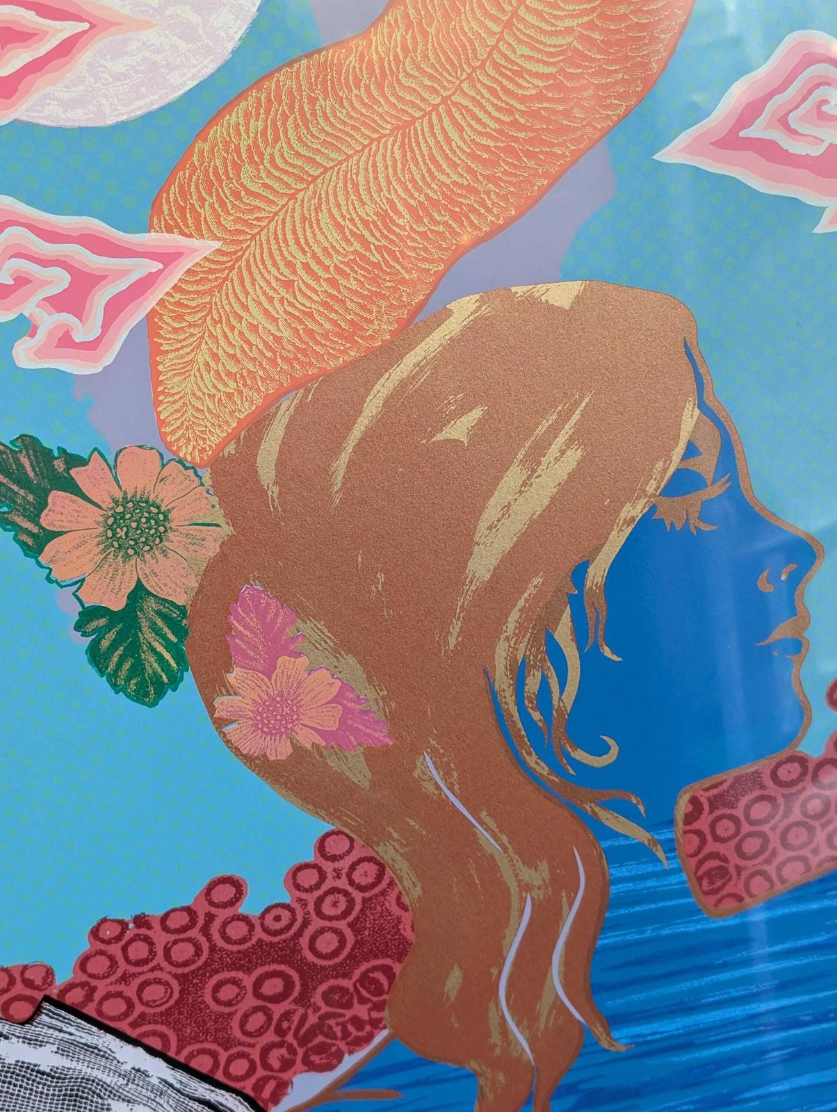 Late 20th Century Framed Limited Edition Signed Screenprint "Tin Moon" By Jane Sampson. photo Art
