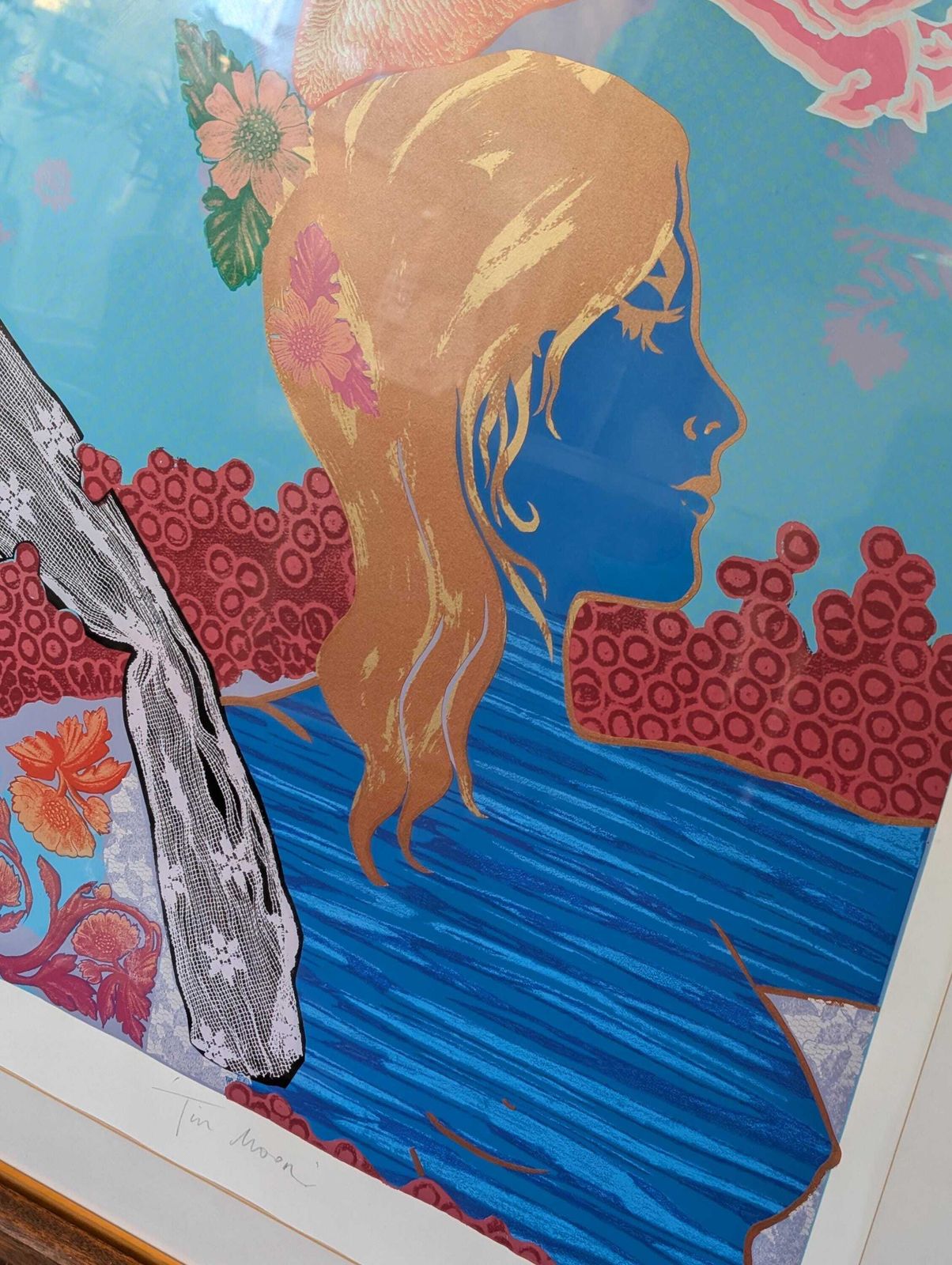 Late 20th Century Framed Limited Edition Signed Screenprint "Tin Moon" By Jane Sampson. photo buy