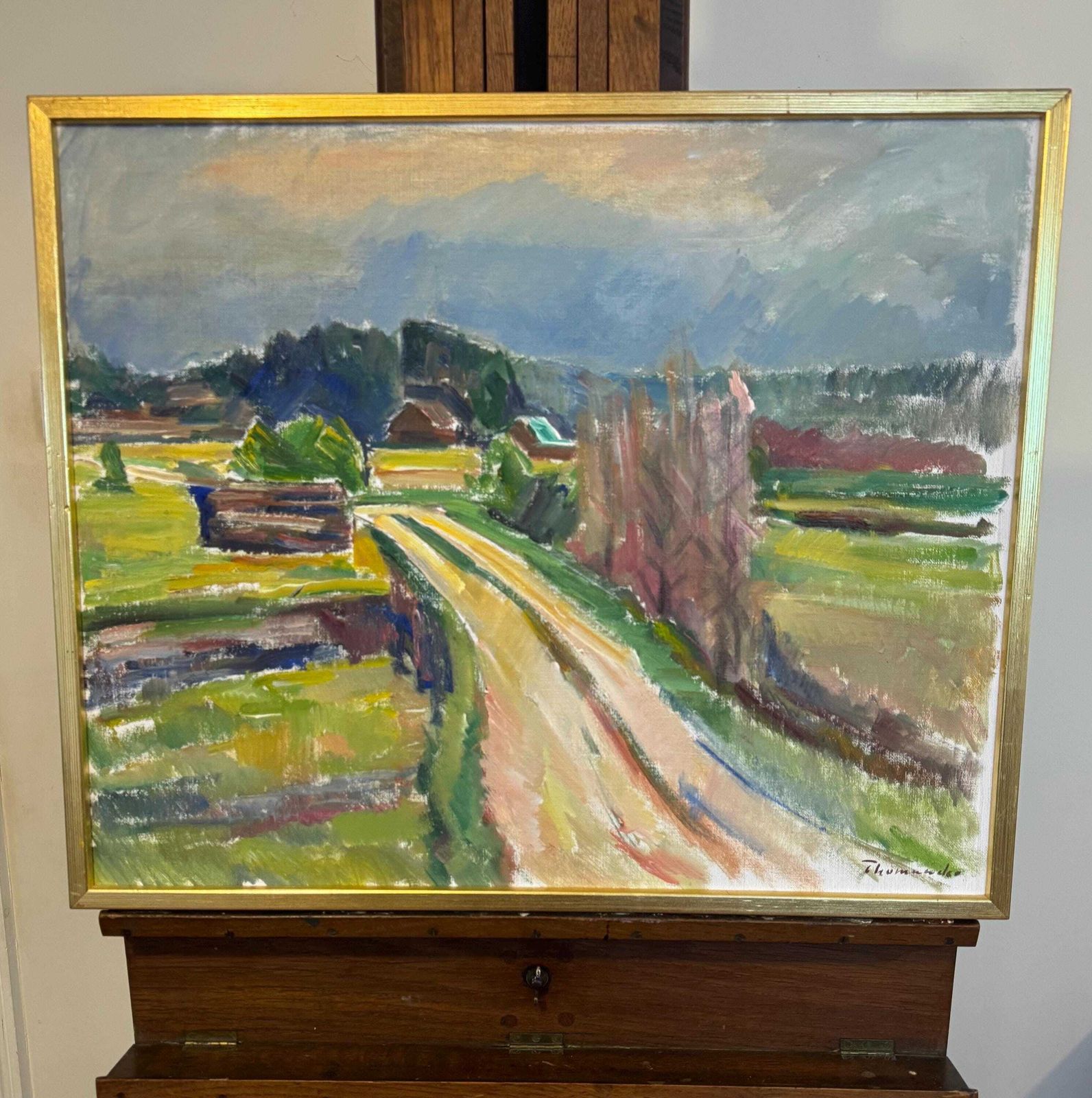 Swedish Original Mid Century Oil Painting By Harry Thomander photo furniture