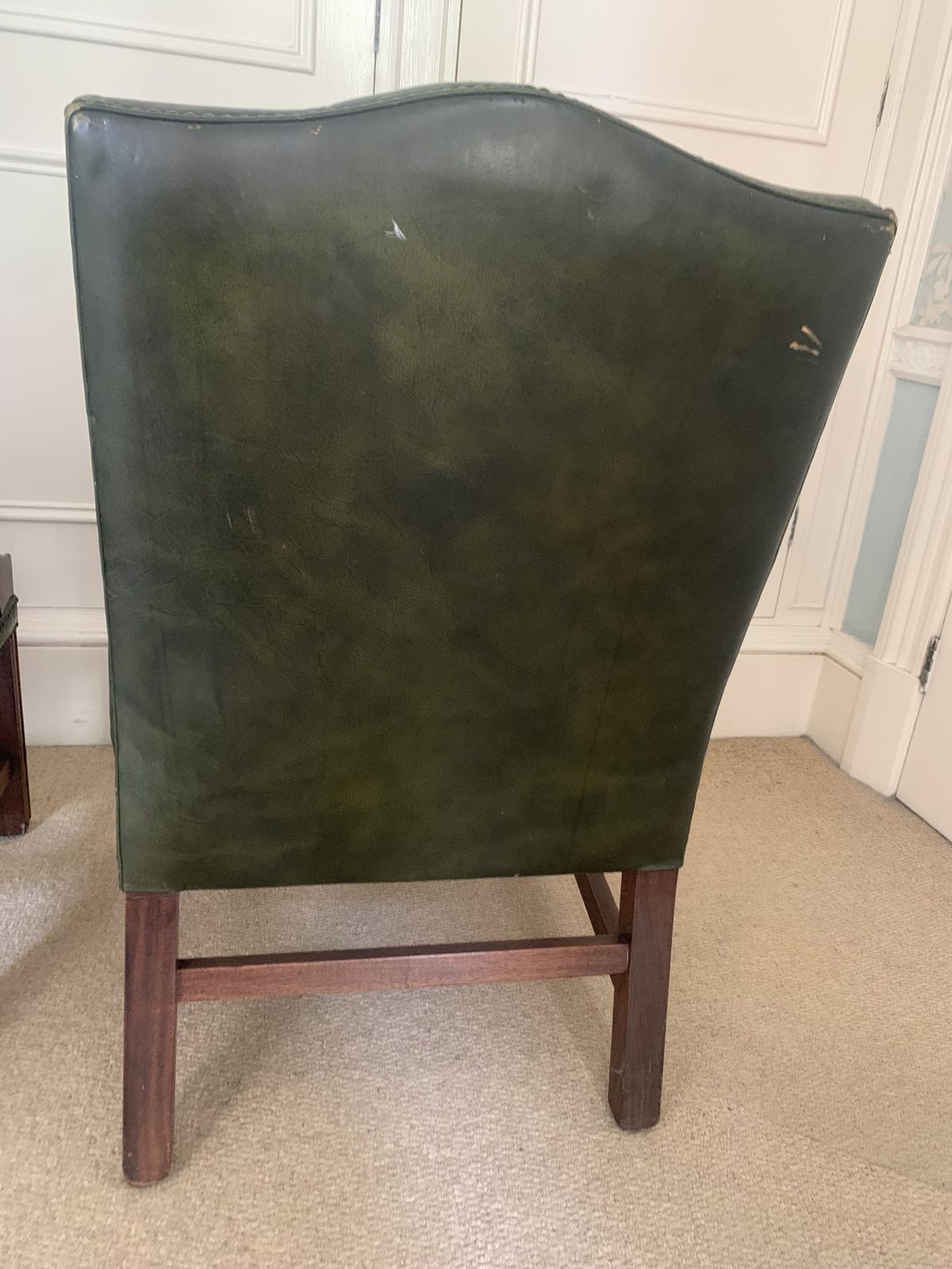 Vintage Green Leather Chesterfield Style Armchair photo vinterior