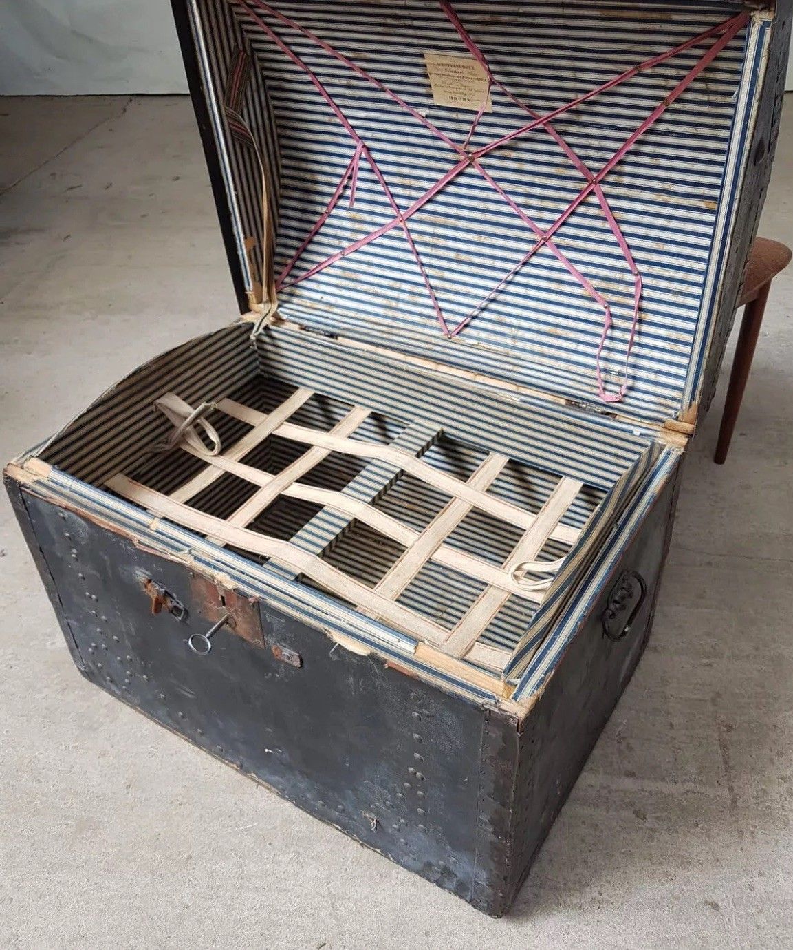 Vintage Antique Rustic Steamer Storage Chest Trunk Blanket Box photo vinterior