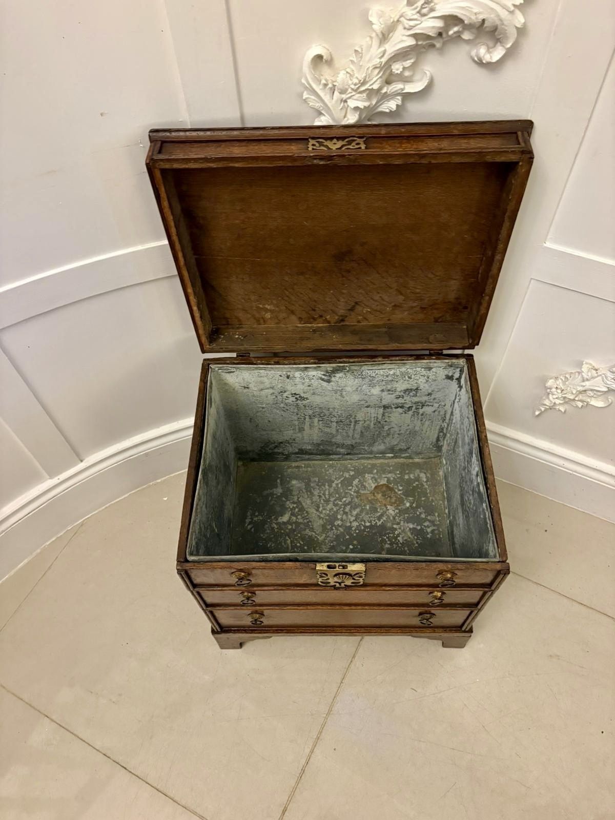 Antique Early 18th Century Quality Oak Coffer In The Form Of A Miniature Chest photo buy