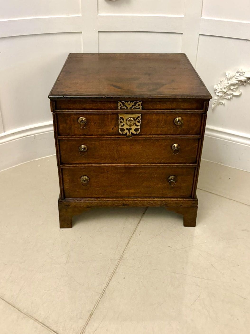Furniture Antique Early 18th Century Quality Oak Coffer In The Form Of A Miniature Chest photo