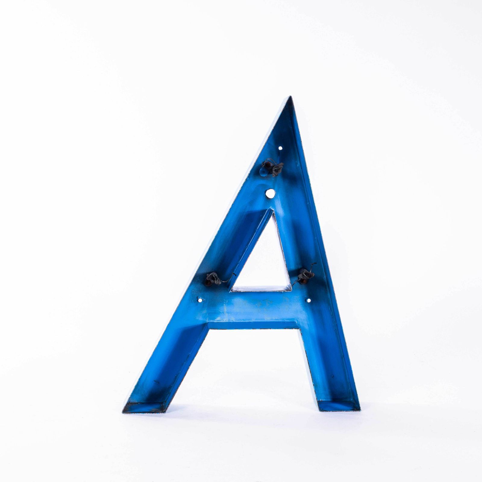 1950's Original Large French Metal Shop Signage Letters   Letter A