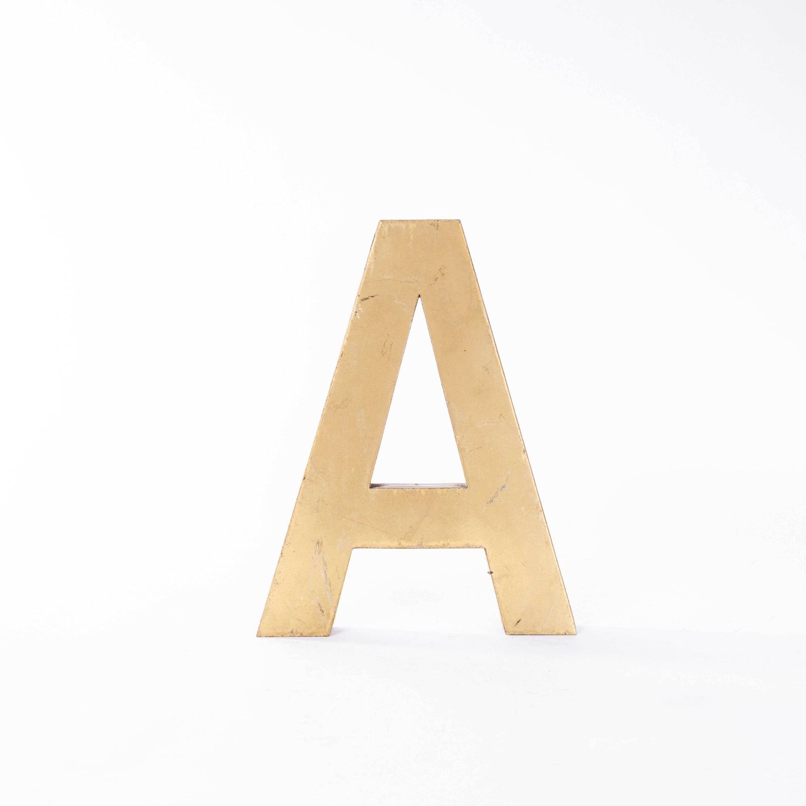 1950's Original Large French Metal Shop Signage Letters   Letter A