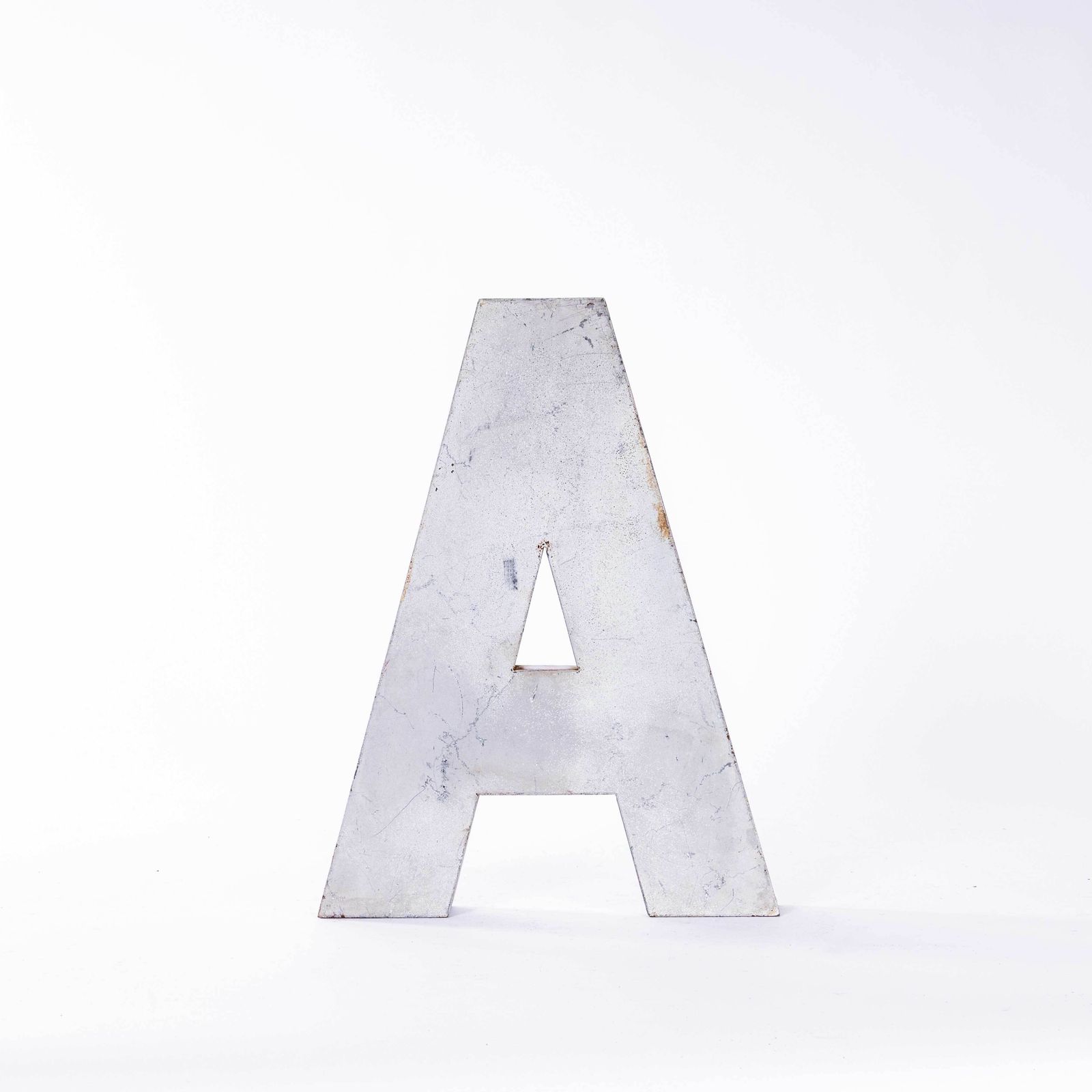 1950's Original Large French Metal Shop Signage Letters   Letter A