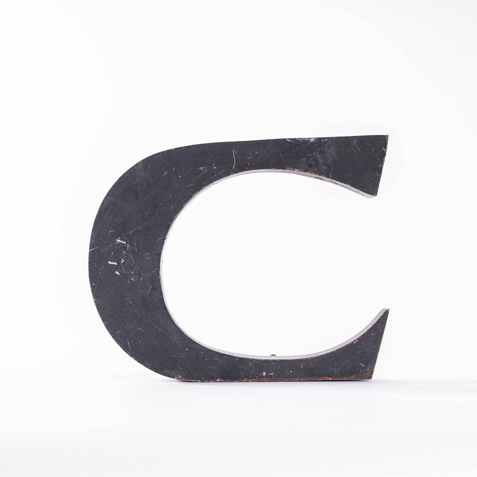 1950's Original Large French Metal Shop Signage Letters   Letter C