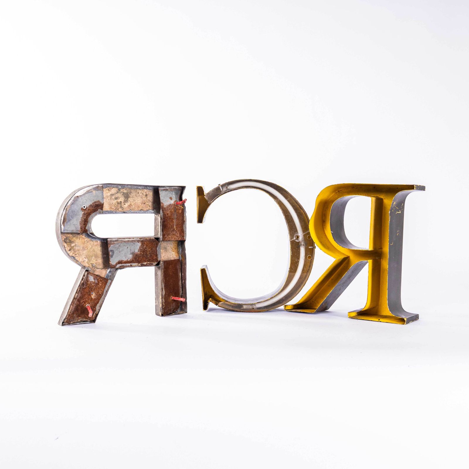 1950's Original Large French Metal Shop Signage Letters   Letter C photo for sale