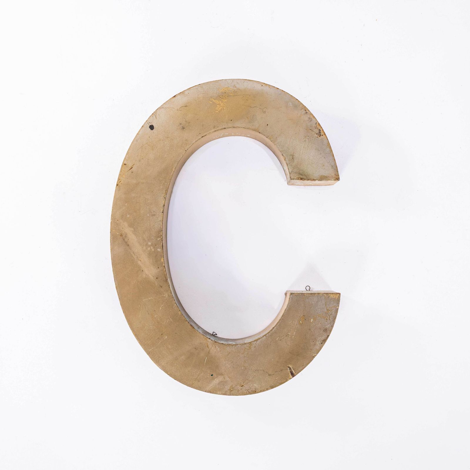 1950's Original Large French Metal Shop Signage Letters   Letter C