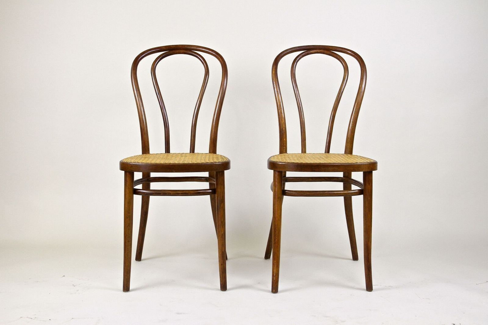 Set Of Two Art Nouveau Thonet Bentwood Chairs, Vienesse Mesh, At Ca. 1895 photo for sale