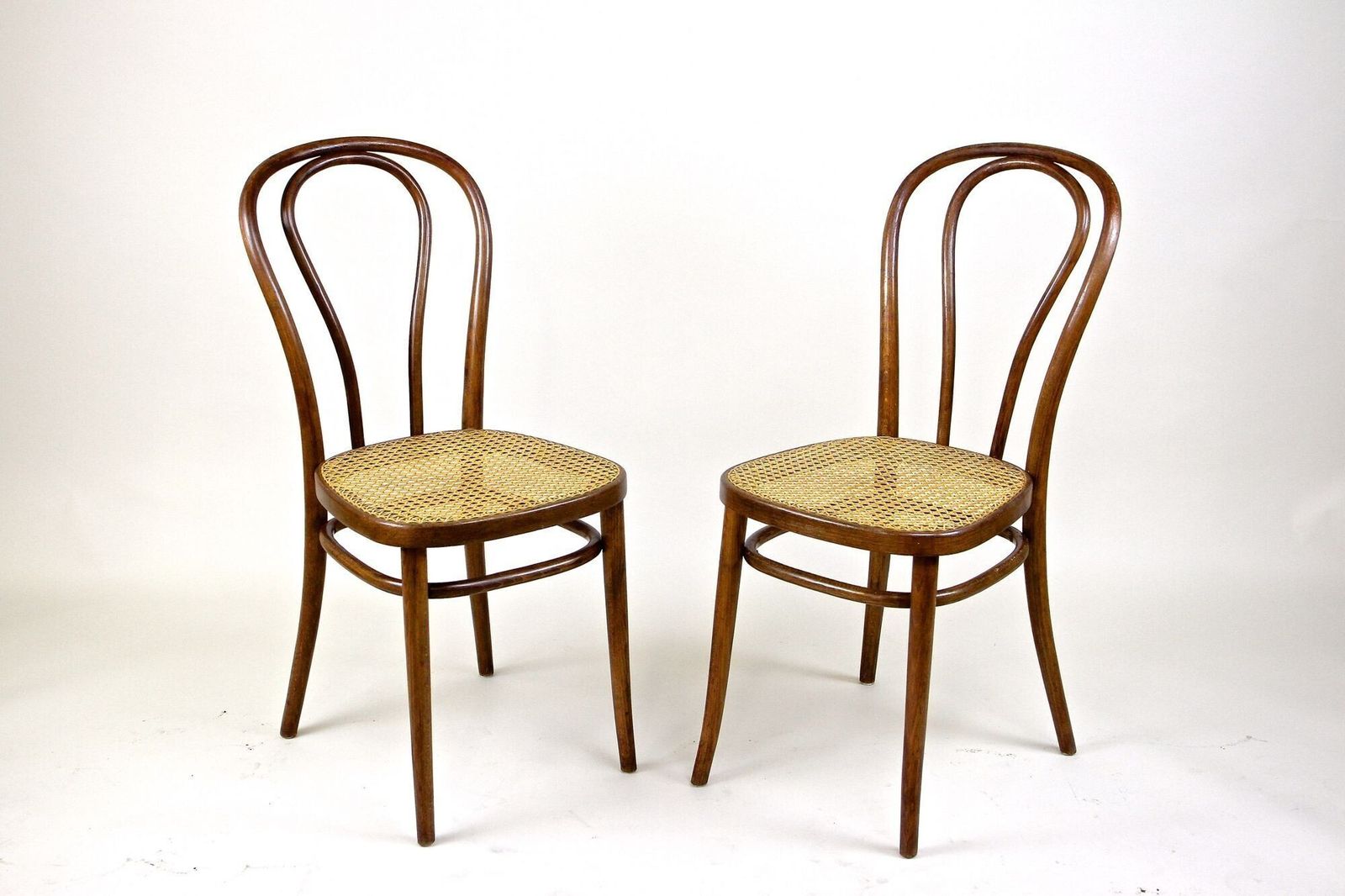 1330.0 Set Of Two Art Nouveau Thonet Bentwood Chairs, Vienesse Mesh, At Ca. 1895 photo
